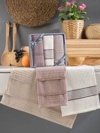 Турецкие кухонные вафельные салфетки METEOR с гипюром 40х60 ARNICA - 3шт. арт. 12341