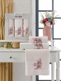 Турецкий комплект полотенец махровых METEOR NARIN 3шт арт.11255