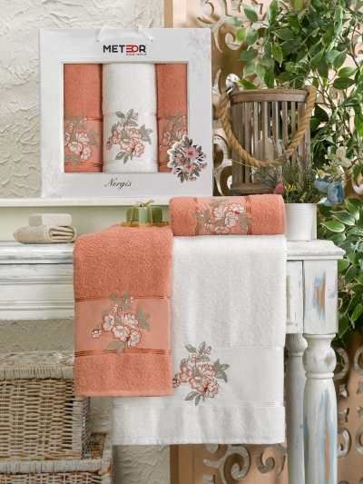 Турецкий комплект полотенец махровых METEOR NERGIS 3шт арт.11257