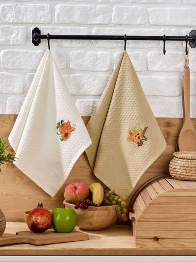 Турецкие кухонные вафельные салфетки METEOR 40х60 AUTUMN  - 2шт. арт. 12281