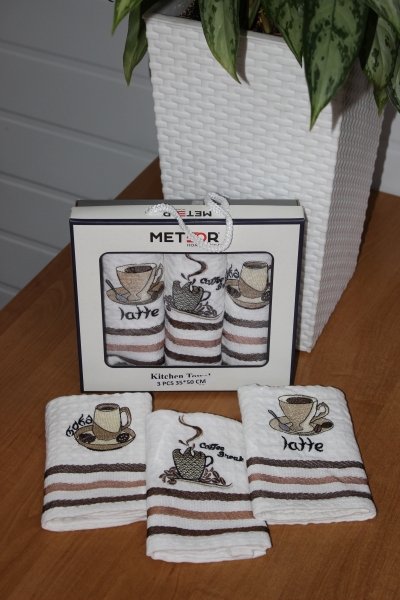 Турецкие кухонные вафельные салфетки METEOR 35х50 LUX BEST - 3шт. арт. 10259